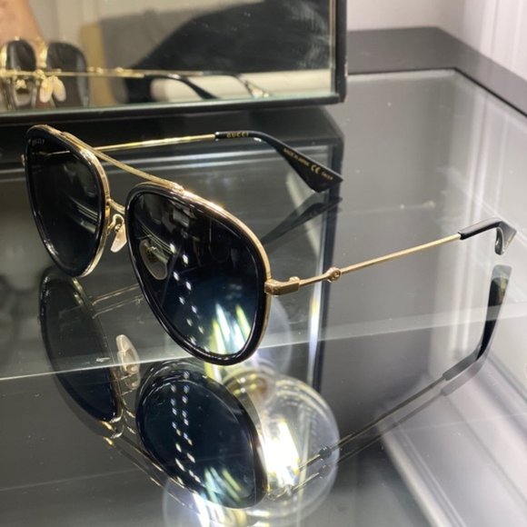 NEW GUCCI Polarized Rimmed Metal Black Sunglasses - Picture 4 of 7